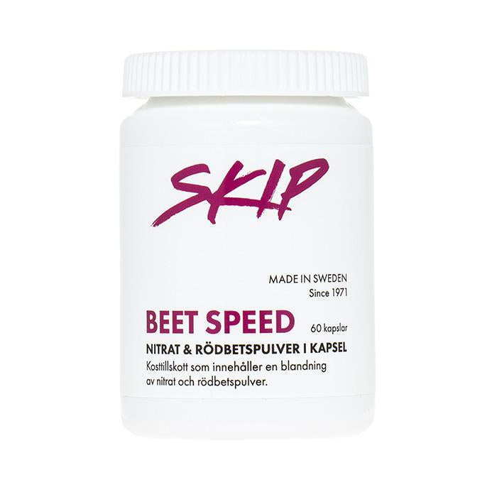 SKIP Beetspeed Punajuuri – nitraattivalmiste kapselissa. Korkealaatuine lusäravinne. Kuvassa purkki