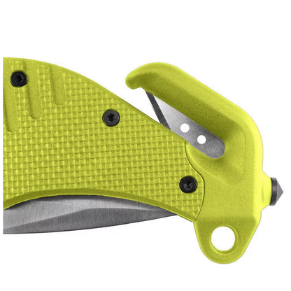 ESP pelastusveitsi rescue knife laskinrikkojalla ja vyöleikkurilla, yksityiskohta vyöleikkuri ja lasinrikkoja