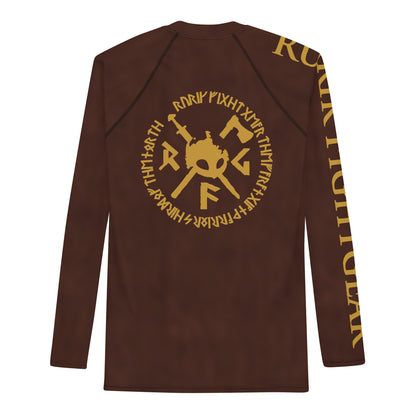 Rurik fg nogi bjj rash guard pitkähihainen treenipaita ja ottelupaita ruskea kuva takaa