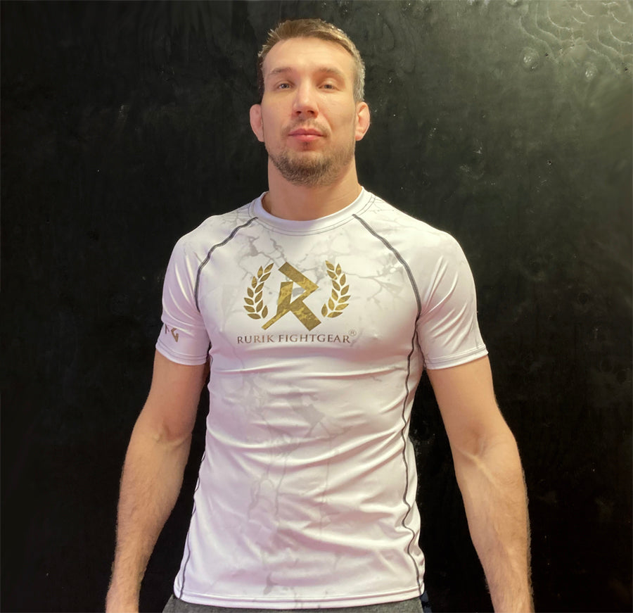 Rurik FG Lyhythihainen "Grappling" Rashguard, Marmori/Valkoinen