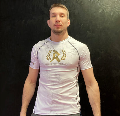 Rurik FG Lyhythihainen "Grappling" Rashguard, Marmori/Valkoinen