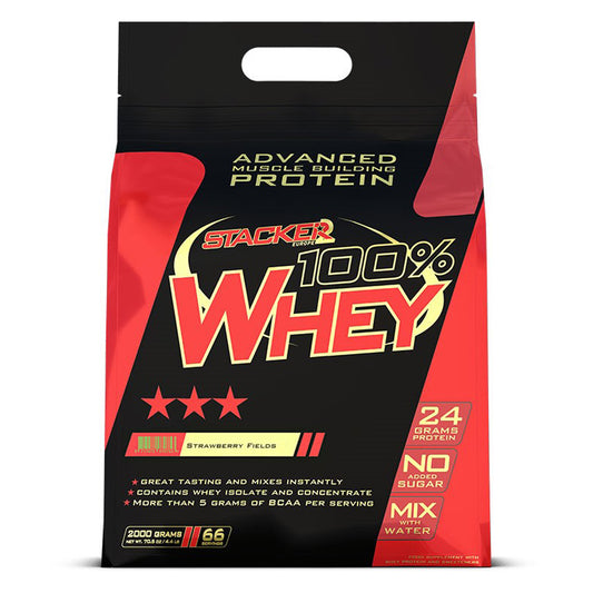 STACKER2 100% WHEY -Proteiini STRAWBERRY FIELDS 2KG