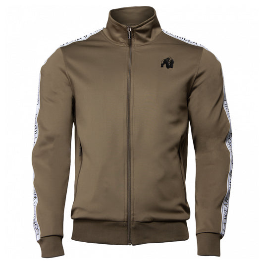 Wellington Track Jacket takki värissä khaki. Kuvattu edestä. Logo vasemmalla.