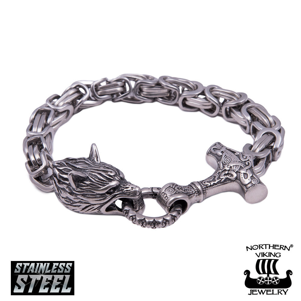 Rannekoru Northern Viking Jewelry "Byzantine Thor´s Hammer Wolf Head"