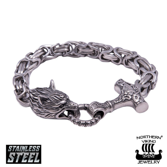Rannekoru Northern Viking Jewelry "Byzantine Thor´s Hammer Wolf Head"