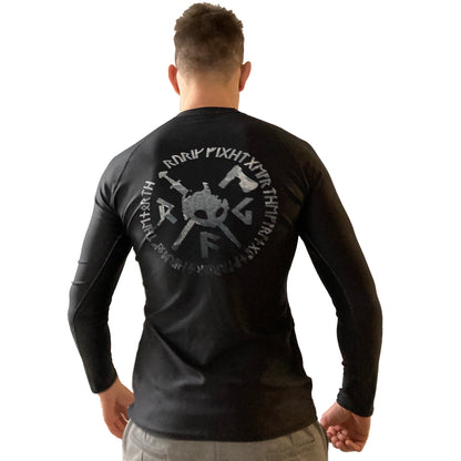 Rurik FG  Rashguard "Urban Camo" Musta Pitkähihainen nogi bjj kuvattu takaa
